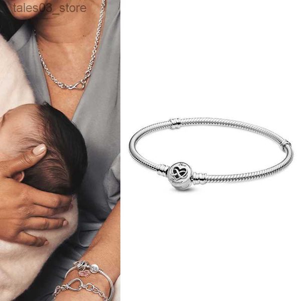 Braccialetti con ciondoli 2021 Nuovo argento 925 a forma di cuore fibbia infinita braccialetto a catena del serpente per le donne regalo di nozze festa gioielli fai da te Q231025