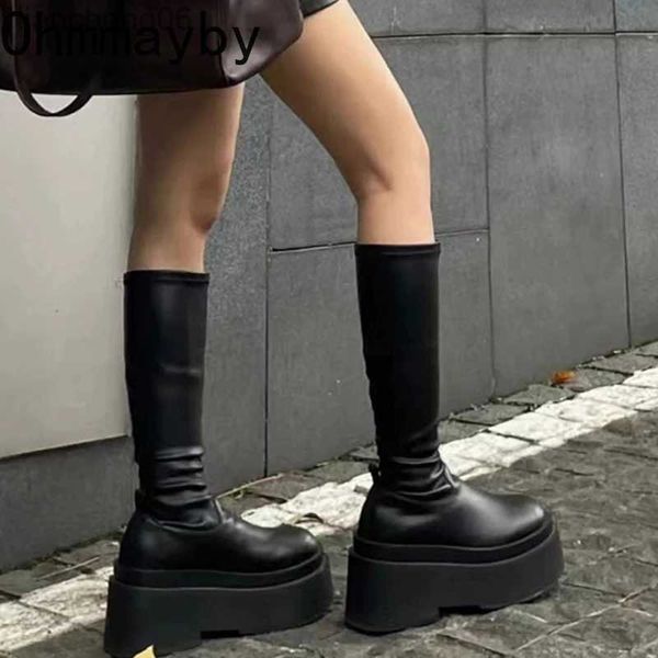 Stiefel 2023 Winter Frau Punk Hohe Stiefel Mode Reißverschlüsse Lange Stiefel Schuhe Damen Elegante Plattform Keile High Heel frauen pumpenL231025