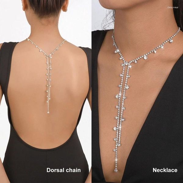 Ketten Sexy Einfache Unregelmäßige Lange Kette Zurück Halskette Frauen Bikini Goth Brust Choker Ästhetischen Schmuck Mi Zubehör