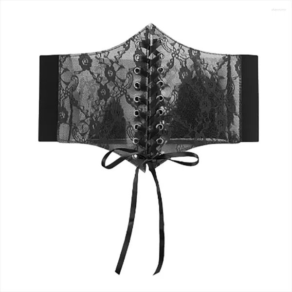 Cinture Cintura in ecopelle Cintura modellante per il corpo Fibbia moda Top a nastro Corsetto senza spalline Maglia di pizzo Cincher larga da donna