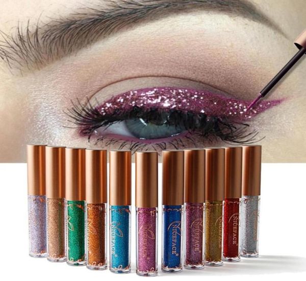 Glitter delineador maquiagem brilhando cosméticos 12 cores shimmer metálico delineador líquido senhora olho maquiagem beleza tool3313510