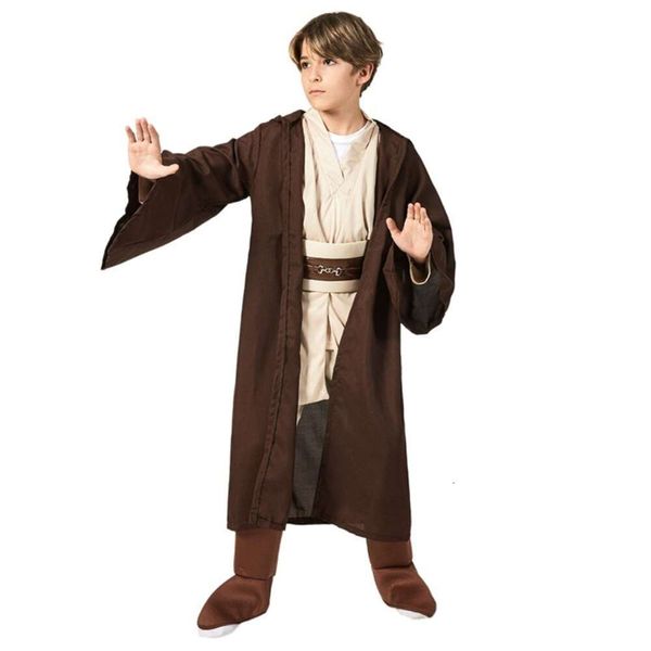 Cosplay Cafele Movie Star Çocuk Çocukları Jedi Obi Obi Wan Kenobi Tunik Robe Pelerin Cosplay Tam Set Cadılar Bayramı Kostüm Yüksek Kalite