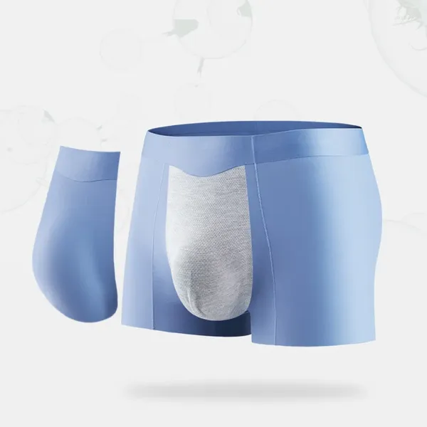 Underpants Seamless 3D Carimbado Calças de canto planas com gelo seda nylon homens roupa interior grafeno quatro shorts
