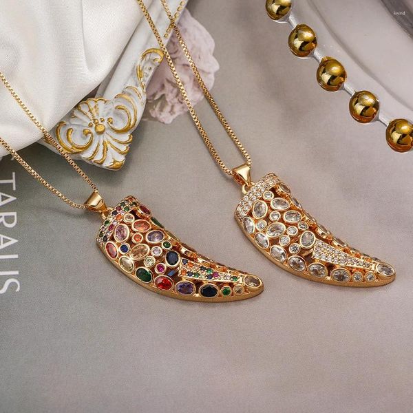 Halsketten mit Anhänger im königlichen Design in Hornform für Frauen und Mädchen, zarte Zirkonia-Accessoires, Dating-Urlaubsschmuck