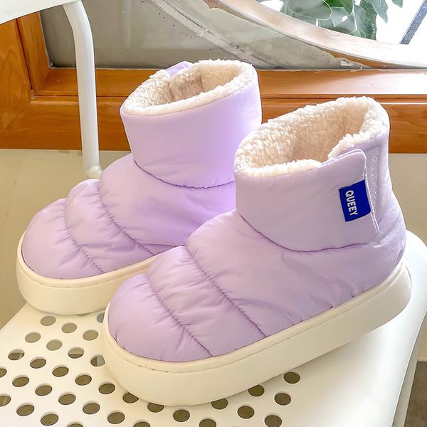 Botas de neve para meninas inverno à prova d'água cor café roxo cinza cano alto ao ar livre quente e frio sola grossa antiderrapante casal sapatos de algodão botas masculinas tamanho 36-41