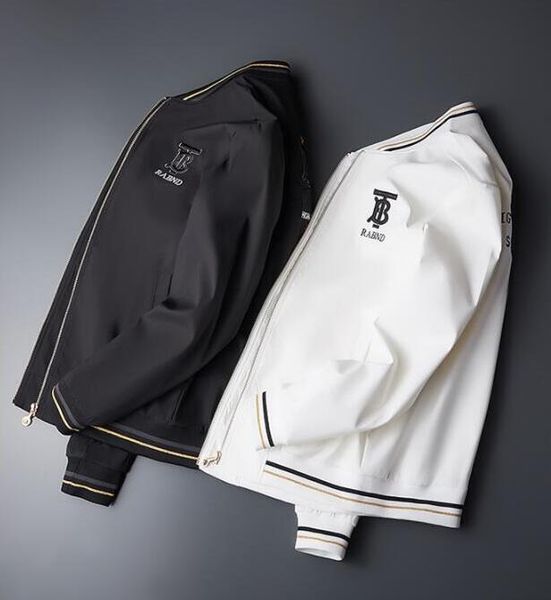 Homens de luxo designer jaqueta casaco estilo simples blusão redondo colarinho bordado bombardeiro branco jaqueta menino outerwear casual balck beisebol streetwear