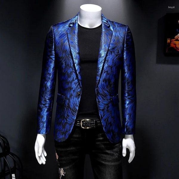 Ternos masculinos de luxo bordados blazers palco banquete vestido anfitrião terno jaqueta casamento negócios casual casaco streetwear traje social