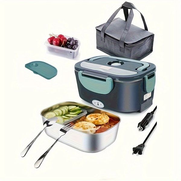 Lunch Box elettrico 60W Riscaldatore per alimenti per adulti 12V 24V 110V Scaldapranzo portatile Aggiornato Lunch Box riscaldato per auto Camion Ufficio