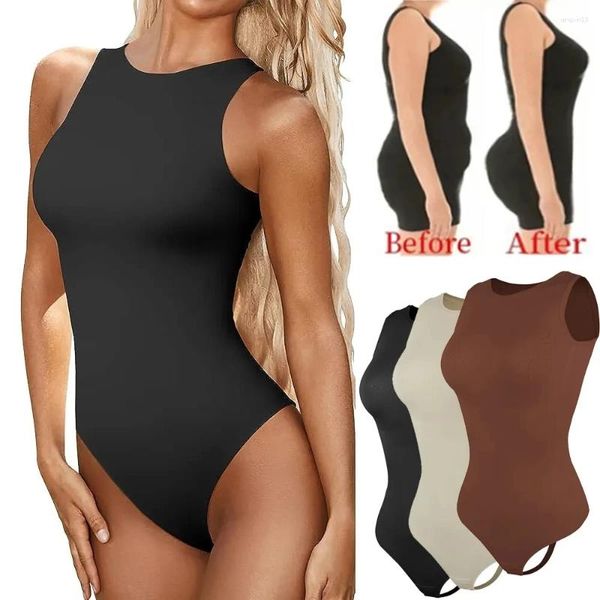 Body modellanti da donna Body sexy senza maniche Scollo rotondo Shapewear Perizoma Vita Trainer Canotte Top Corsetto Dimagrante Controllo pancia Body Shaper