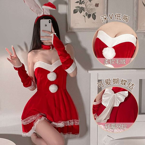 Cosplay seksi kostüm kadınlar Noel tavşan cosplay kıyafetleri kadın iç çamaşırı seks kıyafeti rol yapma oyunları takım elbise