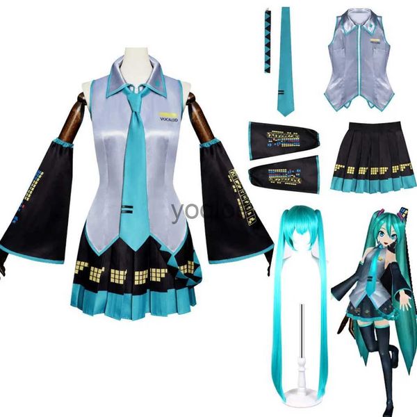 Costume a tema Costumi anime Anime Vocaloid Miku Costume cosplay Parrucca Vestito Kawaii Miku Abiti cosplay Costumi di carnevale di Halloween J231025