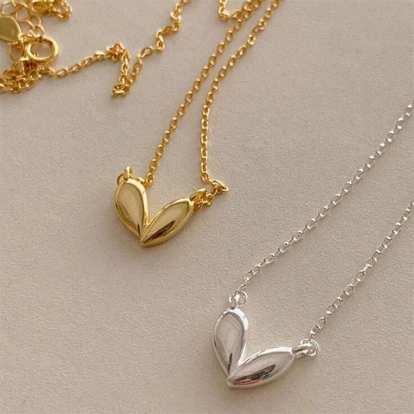 Anhänger Halsketten Minar Einzigartiges Design Kleine Unregelmäßige Liebe Herz Halskette Für Frauen Mädchen Gold Silber Farbe Dünne Kette Schmuck248G