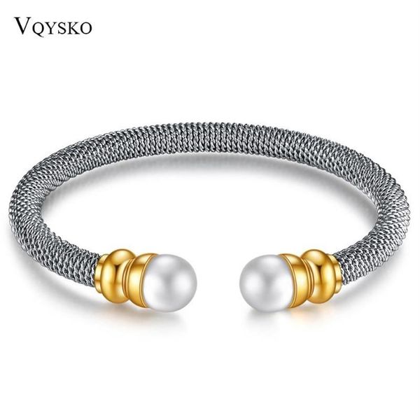 Produtos de aço inoxidável moda jóias ed linha c tipo tamanho ajustável pulseiras pérola pulseiras para mulher bangle300c