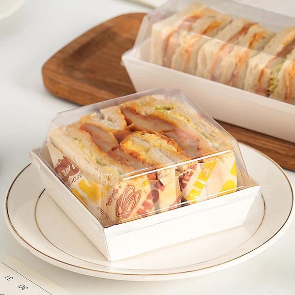 Контейнеры на вынос, 10 шт. Ins, простые стильные обертки для сэндвичей, кондитерские изделия, хлеб, коробка для торта, десерт, упаковка для рулетов, одноразовая еда