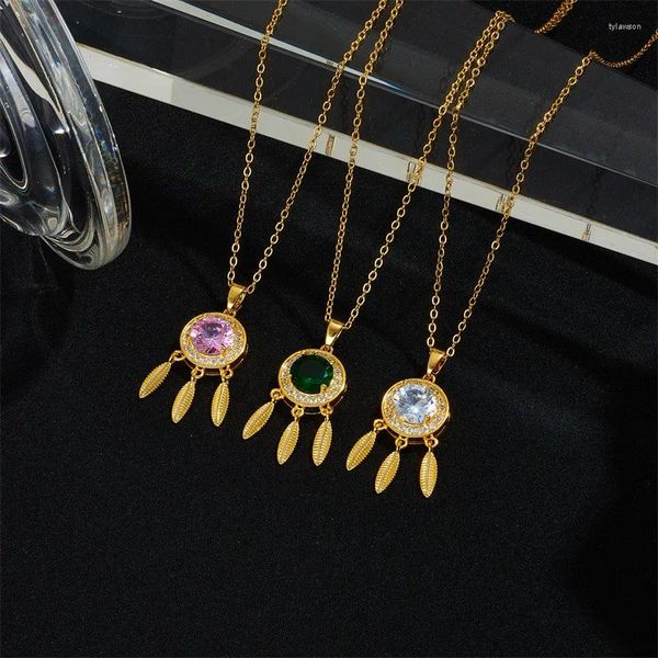 Colares de pingente de alta qualidade Dream Catcher Zircon Colar de aço inoxidável na moda geométrica gargantilha jóias presentes de festa para mulheres meninas