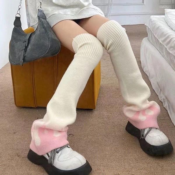 Женские носки, комплект розовой шапки с огнем, вязаный комплект Y2K, милые чулки, японские аксессуары JK, готические аксессуары для девочек