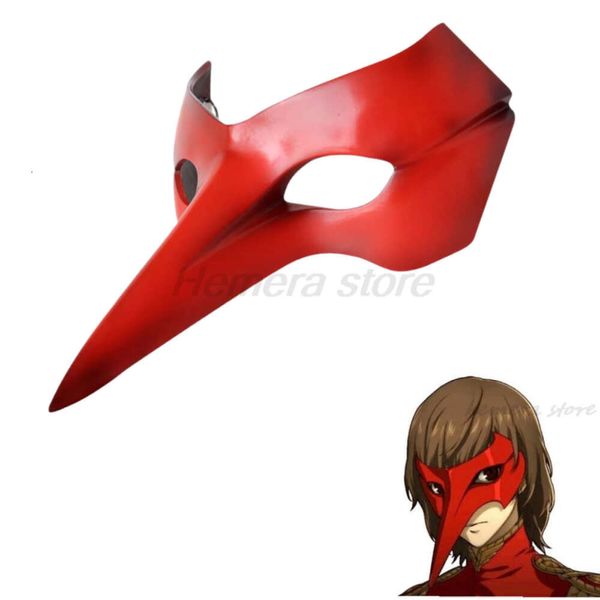 Cosplay goro akechi máscara cosplay anime persona papel corvo meio rosto capacete resina headwear halloween masquerade festa traje prop