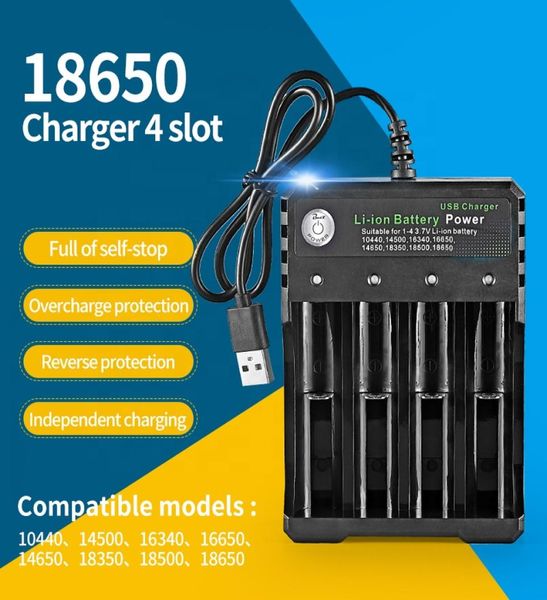 Ampere Power USB-Kabel-Ladegerät, 4 Steckplätze, Li-Ionen-Akku, 42 V, 18650, Ladegerät für Li-Ionen-Akku 26650, 22650, 18500, 18350, 173097732
