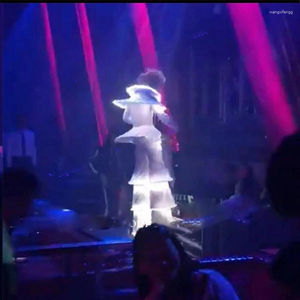 Bühnenkleidung Ballsaal Laufsteg Performance Kleidung Led Kostüm Roboter Stelzenanzug RGB Lumious Dance