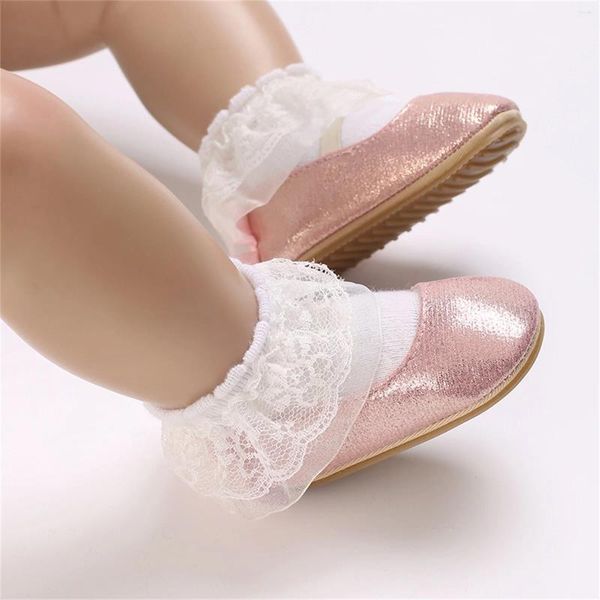 Erste Wanderer 2024 Frühling Kleinkind Baby Mädchen PU Prinzessin Schuhe Einfarbig Bowknot Wohnungen Casual Kleid Gehen Für Geboren Kleinkind Mädchen