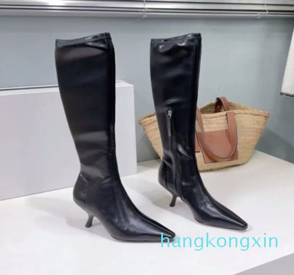 Sling Boot di design in pelle di lusso Tacco a spillo Donna Spike Stivali elastici moda di alta qualità