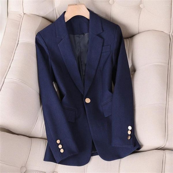 Abiti da donna Elegante giacca da donna blu scuro rosso cachi femminile manica lunga bottone singolo cappotto sottile giacca da ufficio da lavoro da lavoro da donna formale