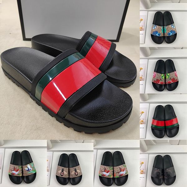 Дизайнерские сандалии для мужчин и женщин, женские цветочные полосатые красные, зеленые сандалии на плоской подошве Geal Sloe, резиновые кожаные холщовые шлепанцы, тапочки