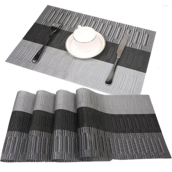 Masa Paspasları 1/2/4pcs Yıkanabilir Dikdörtgen Placemats 30x45cm Mutfak Yemek Mat Isıya Dayanıklı Dekoratif Slip Slip Bardak Pad Gri