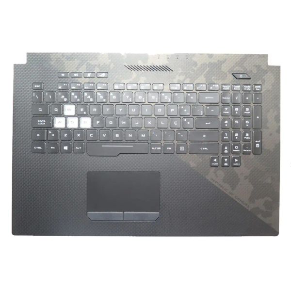 Laptop PalmrestKeyboard Para ASUS GL704GW-1A Nova Capa Preta Com Retroiluminado Com Touchpad PO Português 90NR00M1-R31PO0 V170162JE1