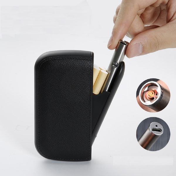 Portasigarette portatili con accendino elettrico Accendini USB Ricaricabili Antivento Display Uomo Gadget Regali Accessori per fumatori
