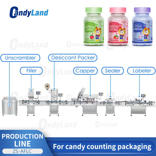 CANDYLAND Linea di imbottigliamento automatica di caramelle gommose Macchina per gomme da masticare Attrezzatura per l'imballaggio di dolci ZS-AFLC