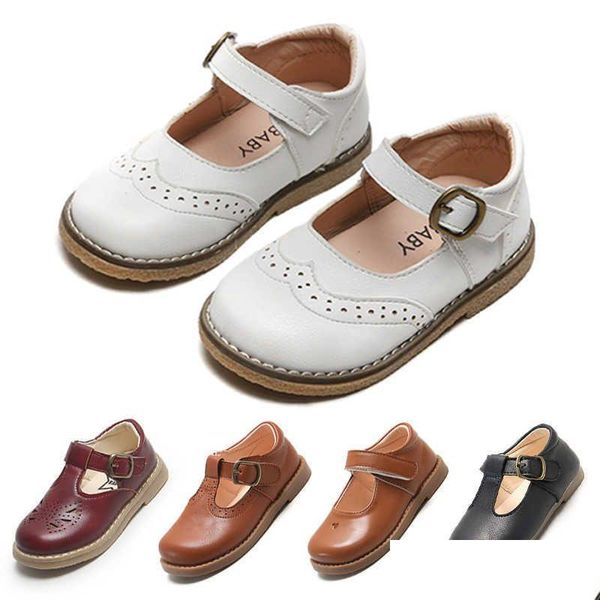 Scarpe basse per bambini Scarpe basse per bambini Sandali casual per ragazze della scuola Principessa Pu Pelle antiscivolo Mocassino con fondo morbido retrò X07 Dhcjl