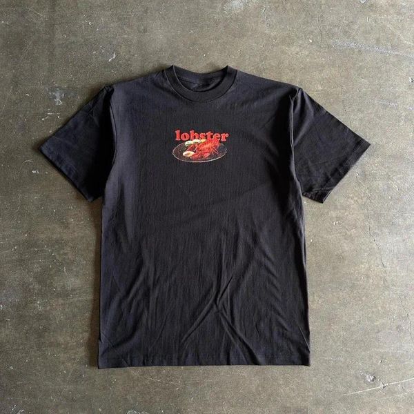 Мужские футболки, американская уличная футболка с забавным принтом в стиле ретро, мужская футболка Y2k Goth Harajuku, модный свободный топ с короткими рукавами большого размера