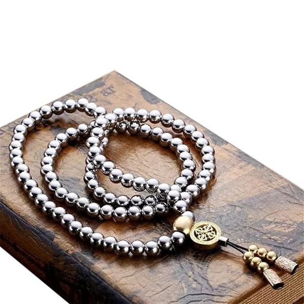 Regalo casual Accessori per esterni Bracciale di preghiera Portatile in acciaio inossidabile Buddha Collana di perline Moda Autodifesa Arti Arma Y2219K