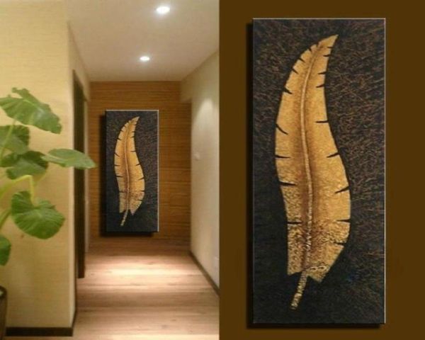 Pintura a óleo estilo retrô e nostálgico, arte em tela de penas longas, corredor moderno, decoração de casa, PINTURA, versão vertical 1p40654748787923