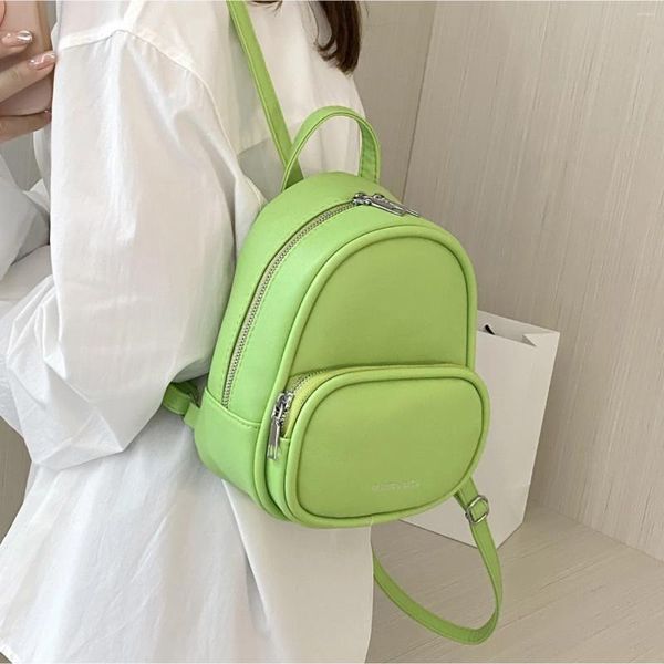 Schultaschen Damen Tasche Rucksack Klein Quadratisch Schulter Candy Farbe Mode Reisen Niedlich