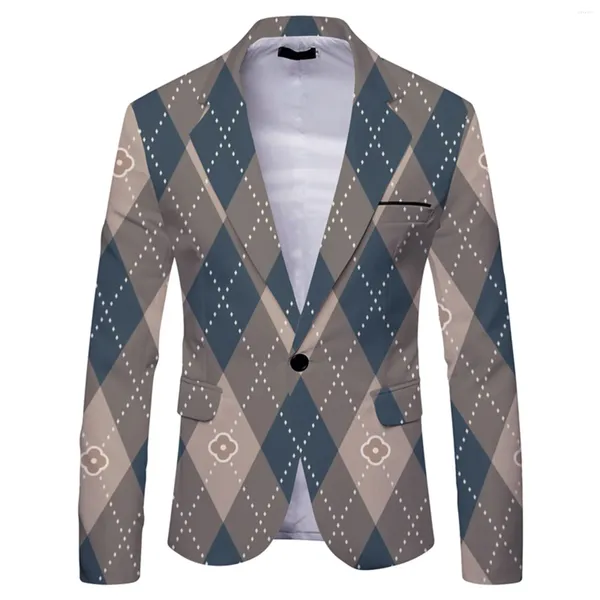 Abiti da uomo Blazer formale per uomo Stampa casual Business Hombre Slim Fit Due bottoni Wedding Party Lattice Abbigliamento comodo