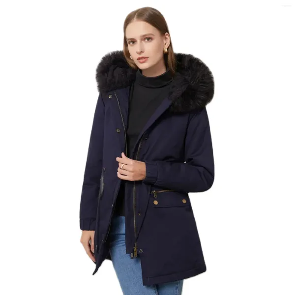 Trench da donna Moda Donna Inverno Streetwear Parka Cappotto Donna Tenere al caldo Capispalla Cardigan floccato con cappuccio da ragazza Casual da donna