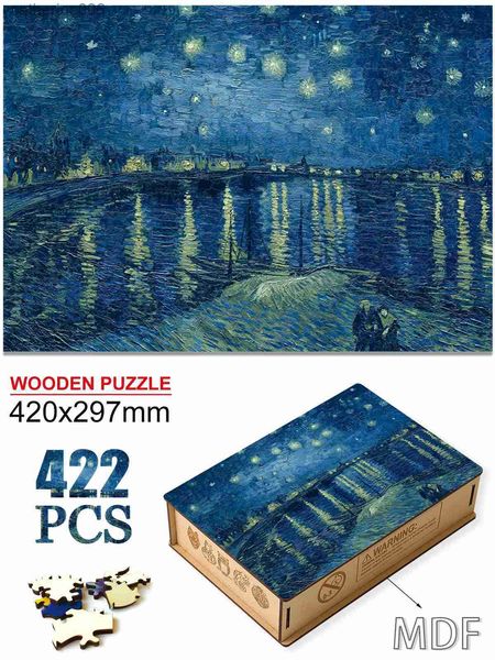 Puzzles Fabelhafte Landschaftsmalerei-Puzzles aus Holz, Montessori-Lernspielzeug, Van-Gogh-Puzzles für Kinder und Erwachsene, Holzspielzeug, Geschenk L231025