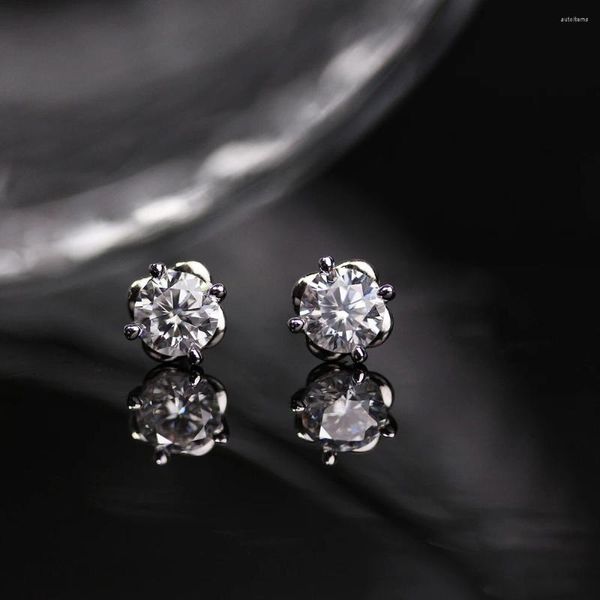 Brincos de garanhão Daisini vendendo alta qualidade 5mm D cor moissanite diamante 925 prata esterlina solitaire rosa flor para mulheres