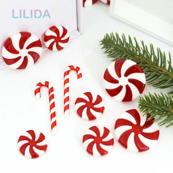 Decorações de Natal 24pcs Decoração de árvore de Natal Pirulitos de bastão de doces de Natal Pingentes de doces vermelhos e brancos Decoração de casa Ano Navidad 231025