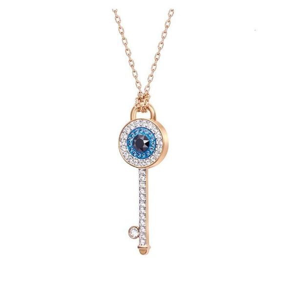 Ожерелье Swarovski, высокое качество, женское ожерелье с ключом в виде дьявольского глаза, женское ожерелье высокого качества, с кристаллами Swarovski Elemental