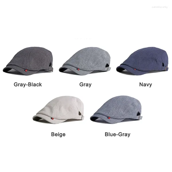 Berets Casual Boina Chapéu Homens Cor Sólida Sboy Cap Long Brim Painter Mulheres Flat Peaked Herringbone Duckbill Gorras Hombre