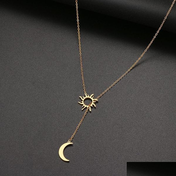 Collane con ciondolo Collana con totem solare e luna in acciaio inossidabile per le donne Gioielli alla moda squisiti estivi indispensabili per le feste Dr Otv4N