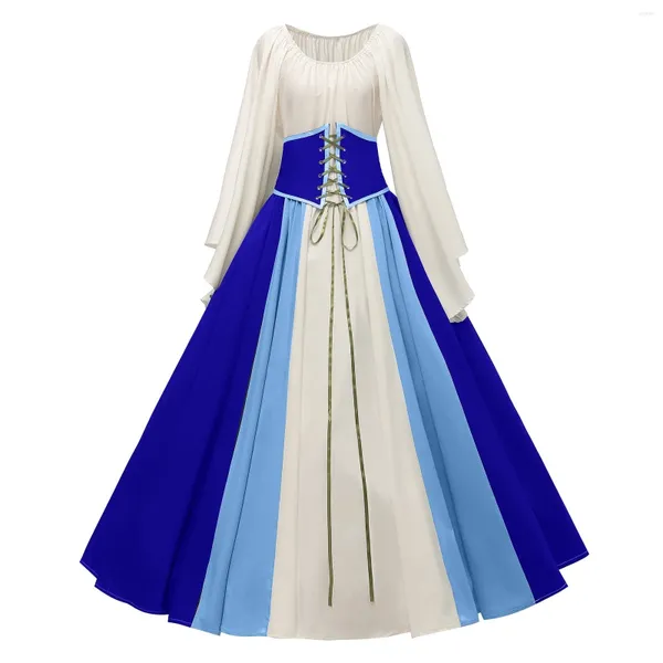 Повседневные платья, костюм на Хэллоуин, европейский средневековый суд для женщин, 2023, карнавальное вечернее платье, винтажное бандажное платье с расклешенными рукавами