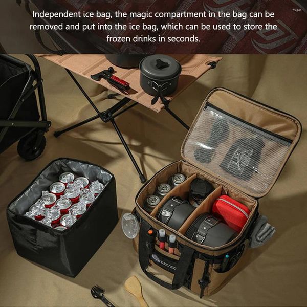 Sacos de armazenamento Portátil Talheres de viagem Compartimento embutido para piquenique ao ar livre Equipamento de acampamento Organizador Bolsa de engrenagem