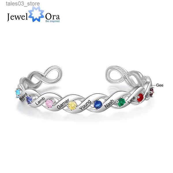 Charm-Armbänder mit personalisierter Gravur und 8 Namen, Manschettenarmbänder für Frauen, individuelle Endless Love Infinity-Armbänder, Jahrestagsgeschenke für Mutter Q231025