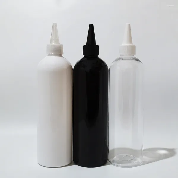 Garrafas de armazenamento 14pcs 400ml garrafa de plástico preto / branco com tampa de boca pontiaguda tampa torcida recipiente para animais de estimação DIY embalagem cosmética