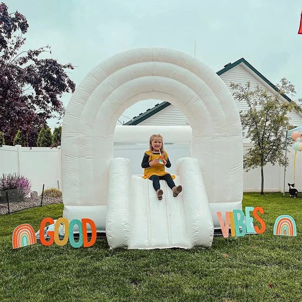 Casa inflável do salto do arco-íris casa saltitante interior com corrediça para crianças brinquedos de salto ao ar livre para a festa de aniversário do quintal