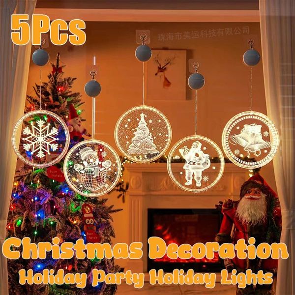 Decorazioni natalizie Luci decorative Neon LED Stringhe Lettere 3D Ventose Pendenti in acrilico Atmosfera della stanza Lampade colorate 231025